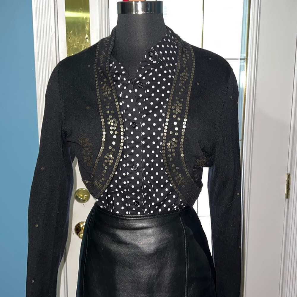 Silk Etoile black with bronze sequins bolero jacket.